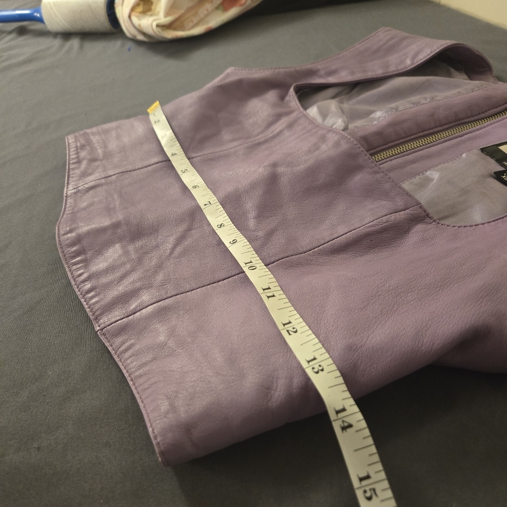 Rare Pelle Studio by Wilsons Leather Purple Leather Crop Top Bustier Tank 90s XS - Picture 10 of 11